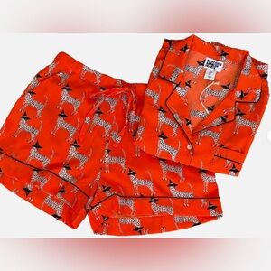 Bouffants & Broken Hearts Witch Cat Pajama Set Halloween Top Shorts S NWT